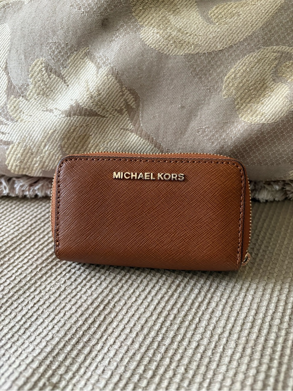 Michael Kors Zip-Around Card Wallet — Tan Brown